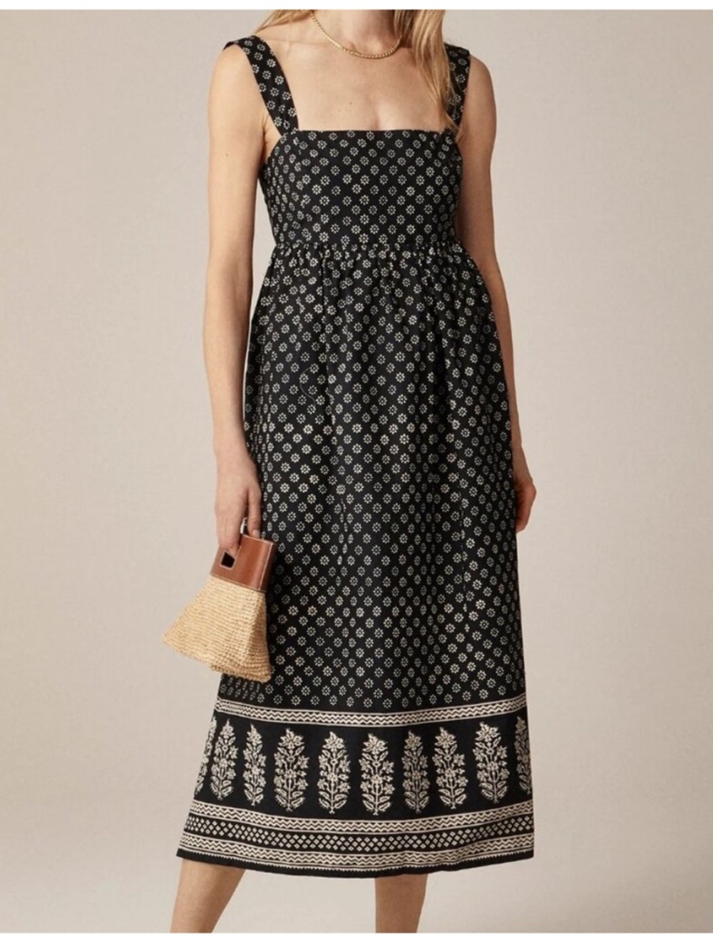 NWT J.Crew Squareneck midi dress in block print